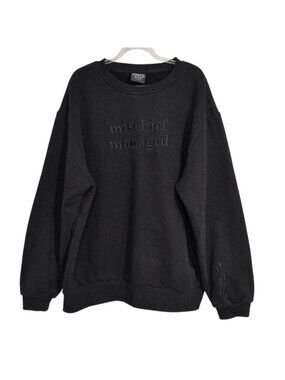 Mojo Provo Mischief Managed Embroidered Sweatshirt Womens Size XL Black